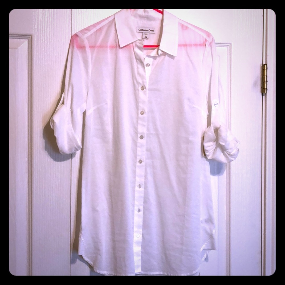 Coldwater Creek White Pindot Tunic